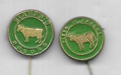 2 X SLAGERIJ SPELDEN BRUURS GROENE UITVOERING VERSCHILLENDE, Ophalen of Verzenden, Gebruikt, Dier of Natuur, Speldje of Pin