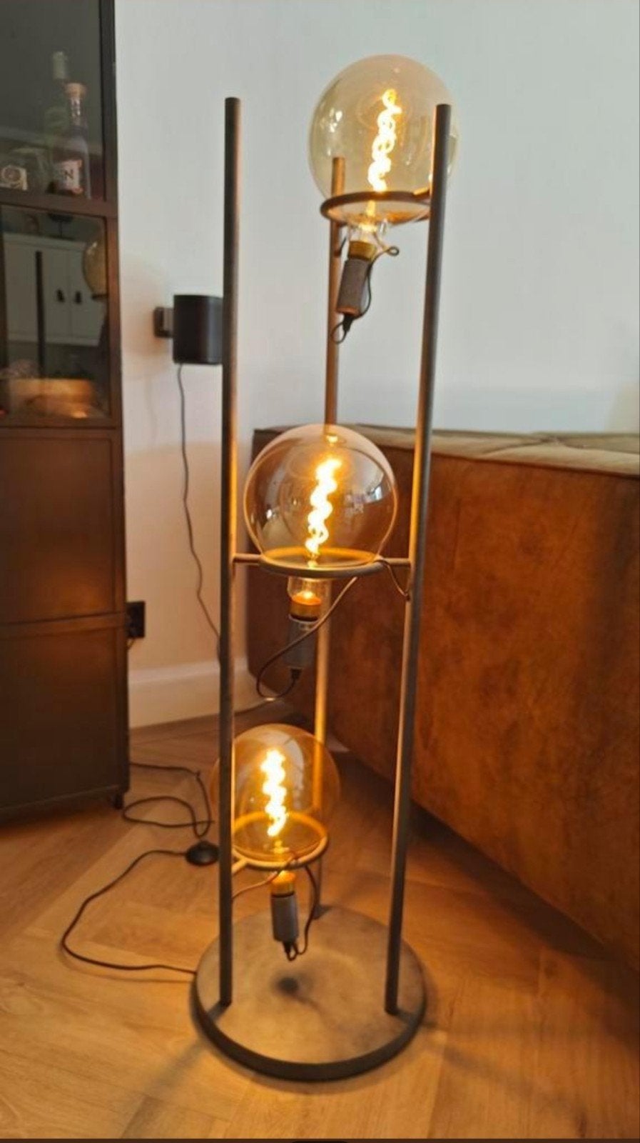 Moderne vloerlamp met 3 LED lampen, Ophalen, 100 tot 150 cm, E27 (groot), Zo goed als nieuw