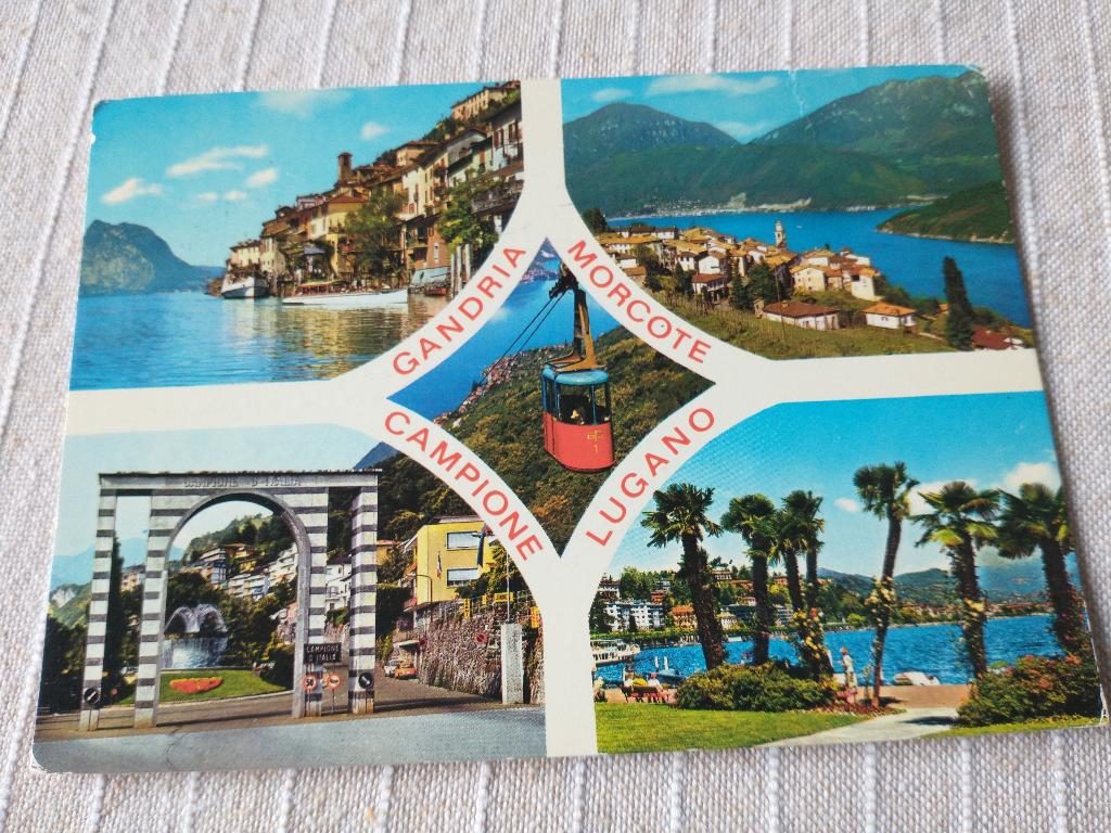 Lago di Lugano - 5 afbeeldingen, Ophalen of Verzenden, 1960 tot 1980, Gelopen, Overig Europa