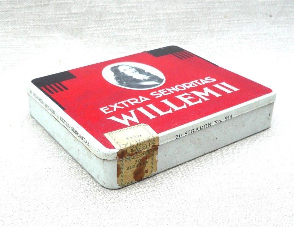 blik - leeg! Willem II Extra senoritas nr 574. 20 stuks., Verzamelen, Rookartikelen, Aanstekers en Luciferdoosjes, Ophalen of Verzenden