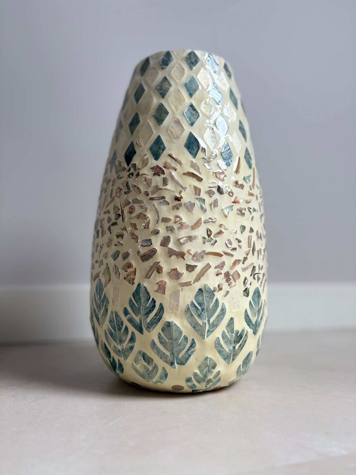 HD Collection Vaas Capiz Multi 20x20x35cm, Ophalen of Verzenden, Zo goed als nieuw, Overige kleuren