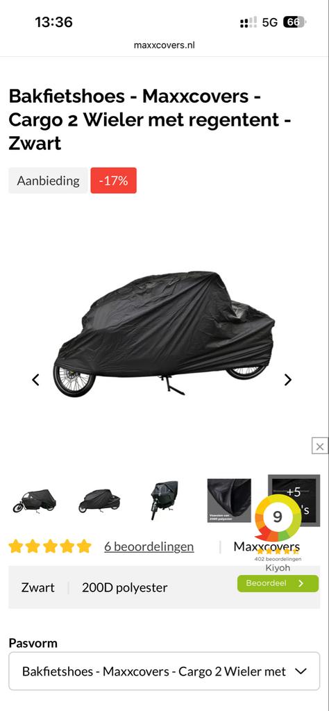 Maxxcovers Bakfiets Regenhoes - Zwart, Ophalen of Verzenden, Zo goed als nieuw