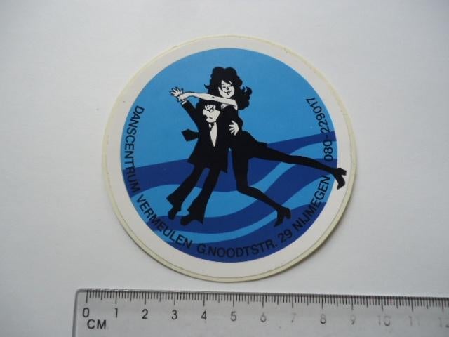 sticker oud Dansschool strip dans Vermeulen nijmegen retro, Verzamelen, Verzenden, Zo goed als nieuw, Bedrijf of Vereniging