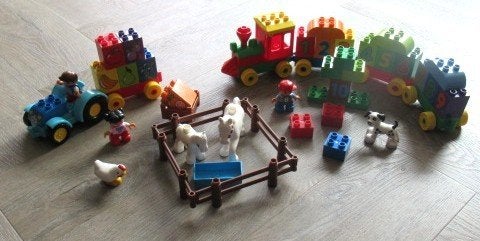 lego duplo tractor (10615) + nummertrein (10558) + diertjes, Ophalen of Verzenden, Gebruikt, Duplo