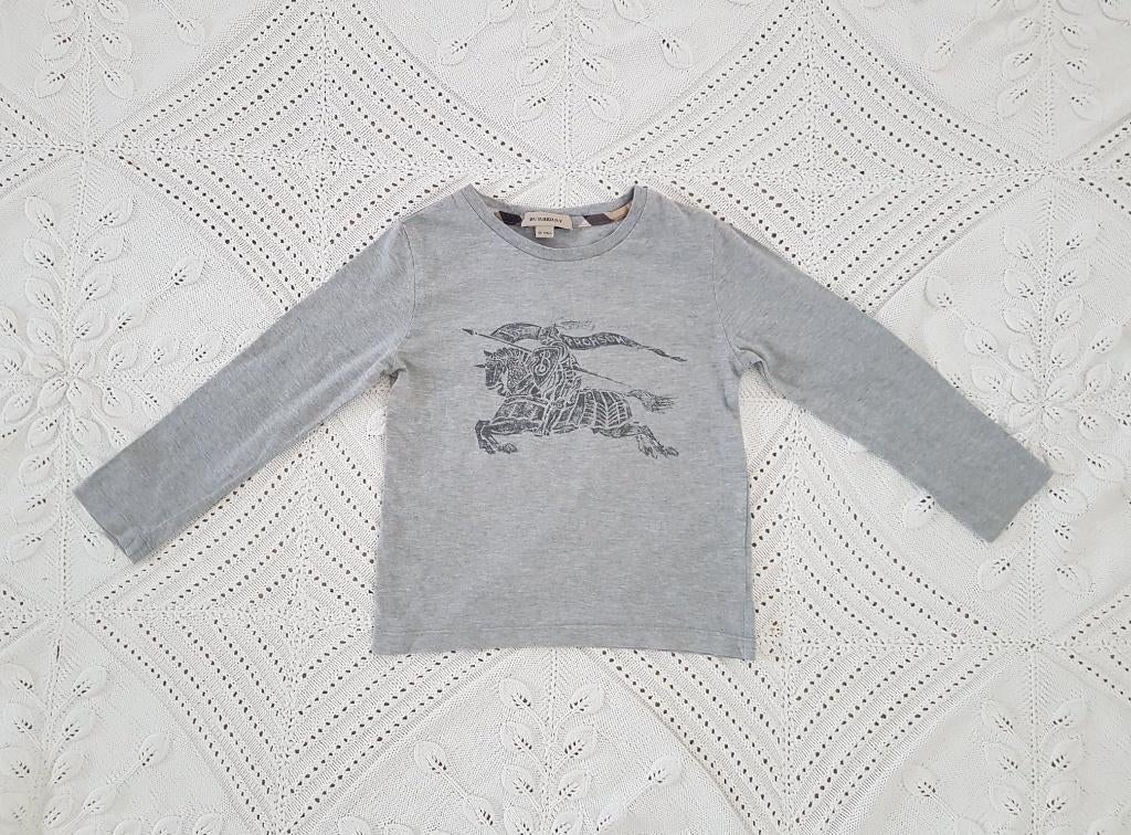 Burberry longsleeve grijs 110, Ophalen of Verzenden, Zo goed als nieuw, Jongen of Meisje, Shirt of Longsleeve