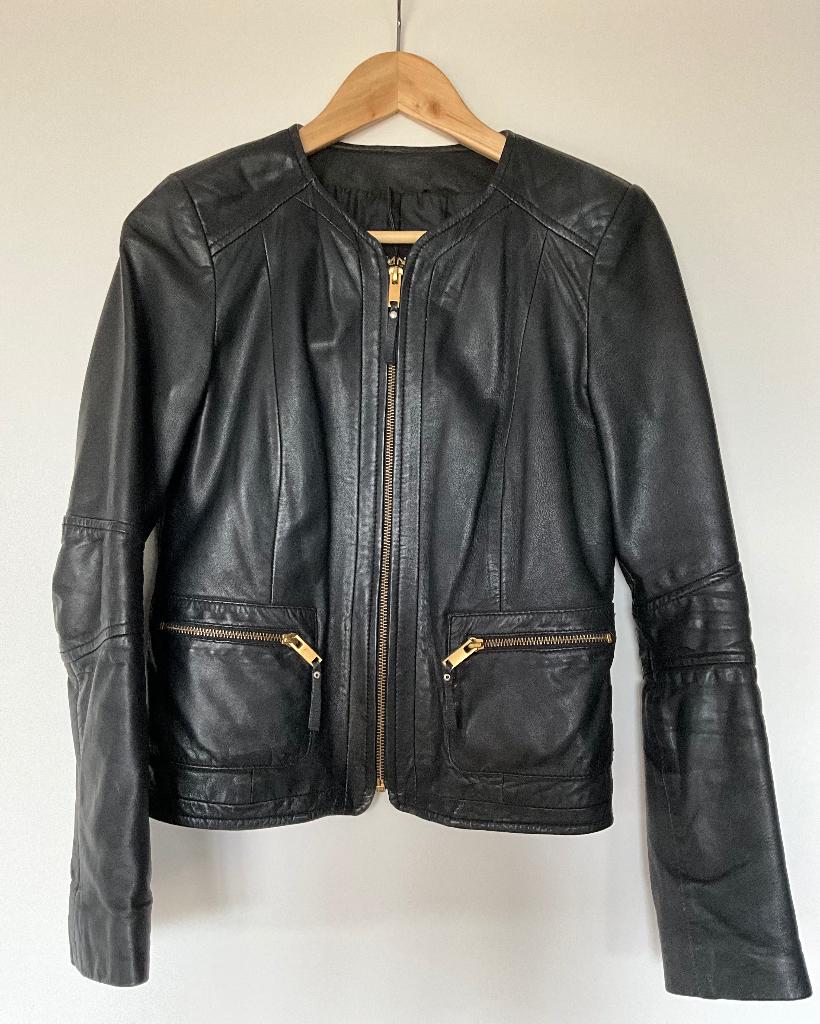 Leren dames jack zwart XS, Ophalen of Verzenden, Zo goed als nieuw, Maat 34 (XS) of kleiner, Zwart