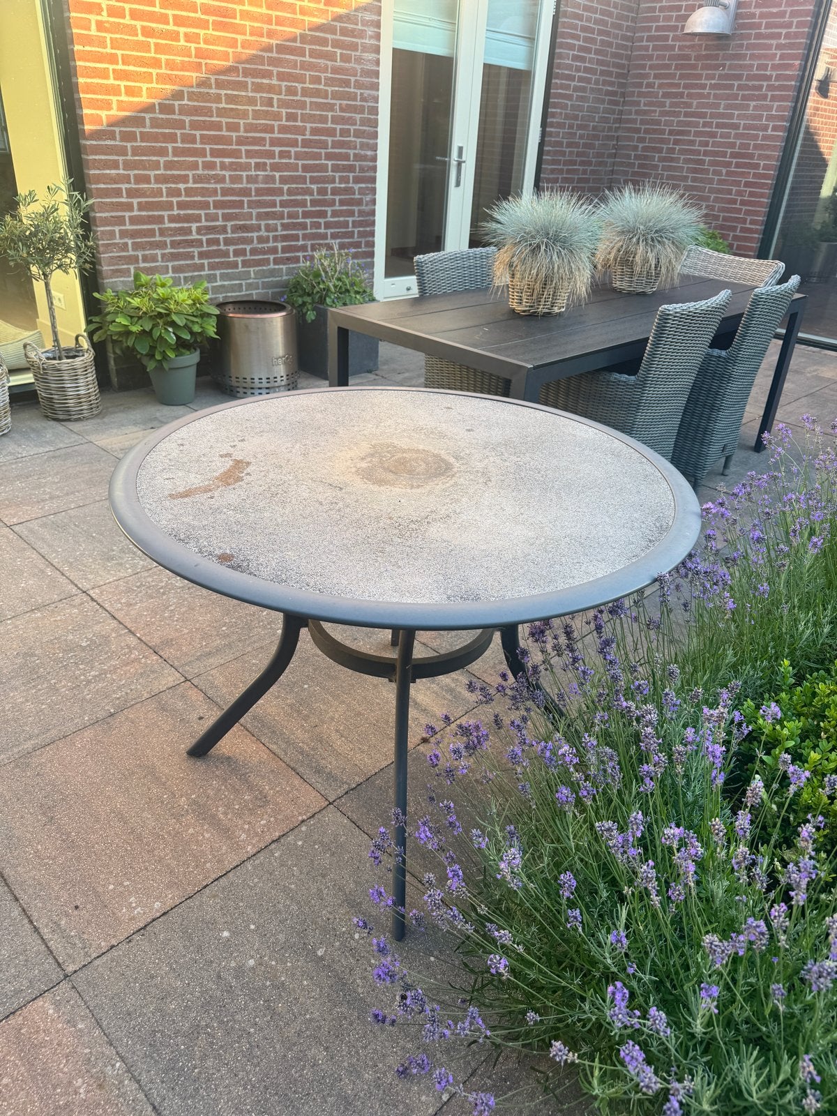 Bellagio tuintafel rond diameter 110 cm, Tuin en Terras, Tuintafels, Ophalen, Gebruikt, Rond, Metaal