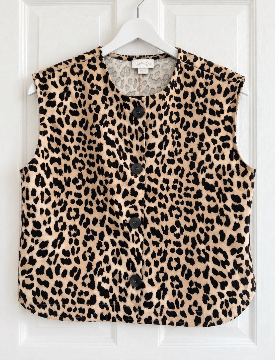 Cotton Club leopard gilet / top – maat L, Maat 38/40 (M), Verzenden, Beige, Zo goed als nieuw