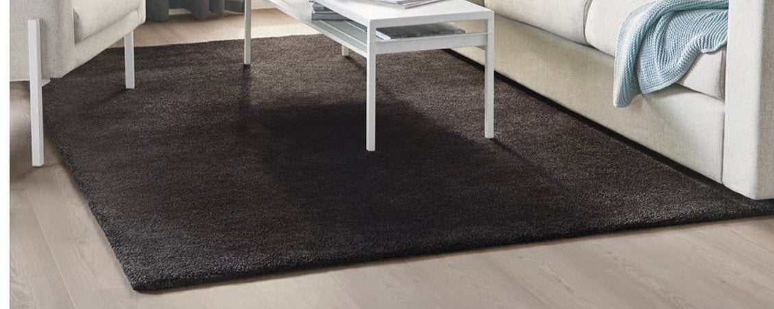 IKEA STOENSE vloerkleed, laagpolig, donkergrijs 170x240 cm, Ophalen, 150 tot 200 cm, 200 cm of meer, Zo goed als nieuw