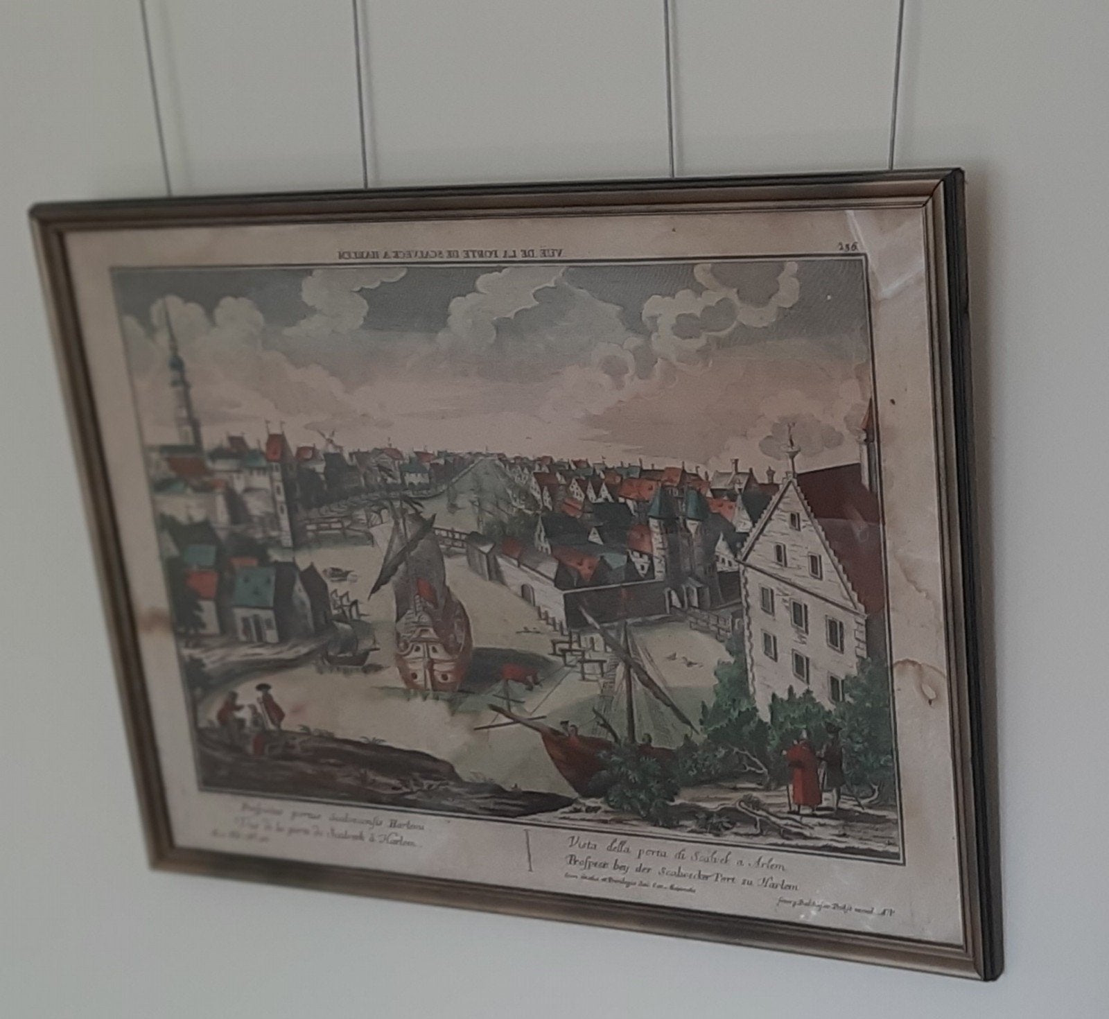 Antieke handgekleurde gravure: Gezicht op Haarlem (18e eeuw), Ophalen, Stadsgezicht, Gravure, Handgekleurd