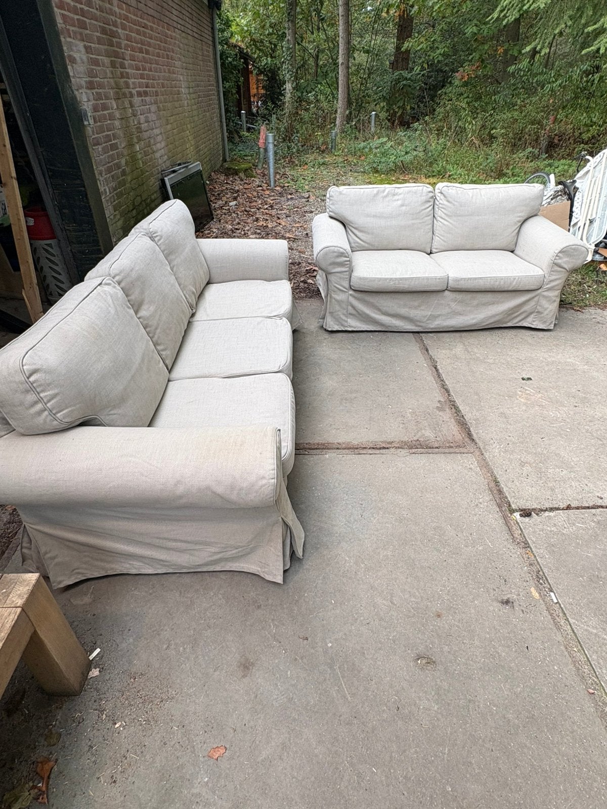2 Ikea Ektorp banken 2 en 3 zits, Ophalen, ., 75 tot 100 cm, Zo goed als nieuw