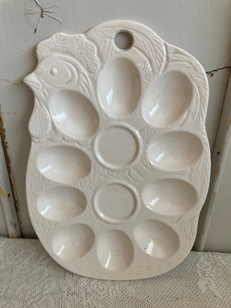 Brocante wit porseleinen eierbord - eierschaal, Ophalen of Verzenden