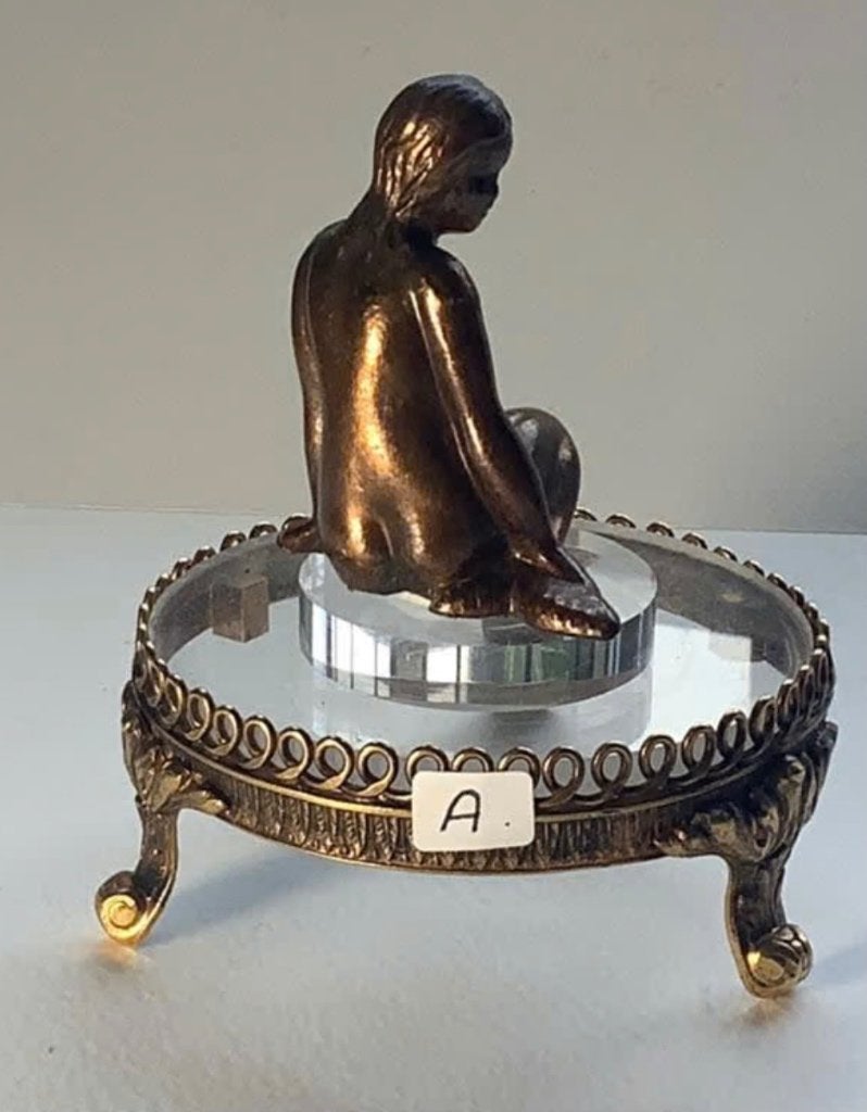 2 x goudkleurig plateau glas met Deense zeemeemin, pr.p.stuk, Antiek en Kunst, Kunst | Beelden en Houtsnijwerken, Ophalen of Verzenden