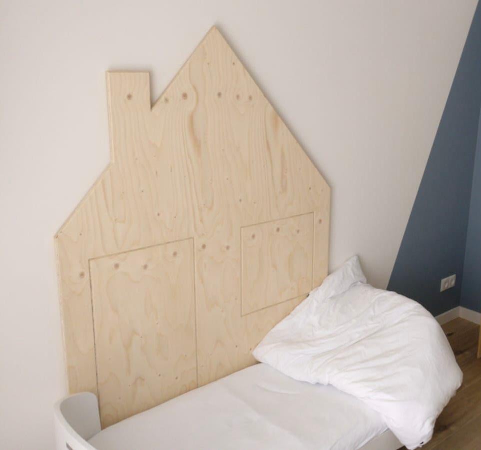 Houten huisje decoratie voor achter peuterbed of laag bureau, Ophalen, Gebruikt, Wanddecoratie