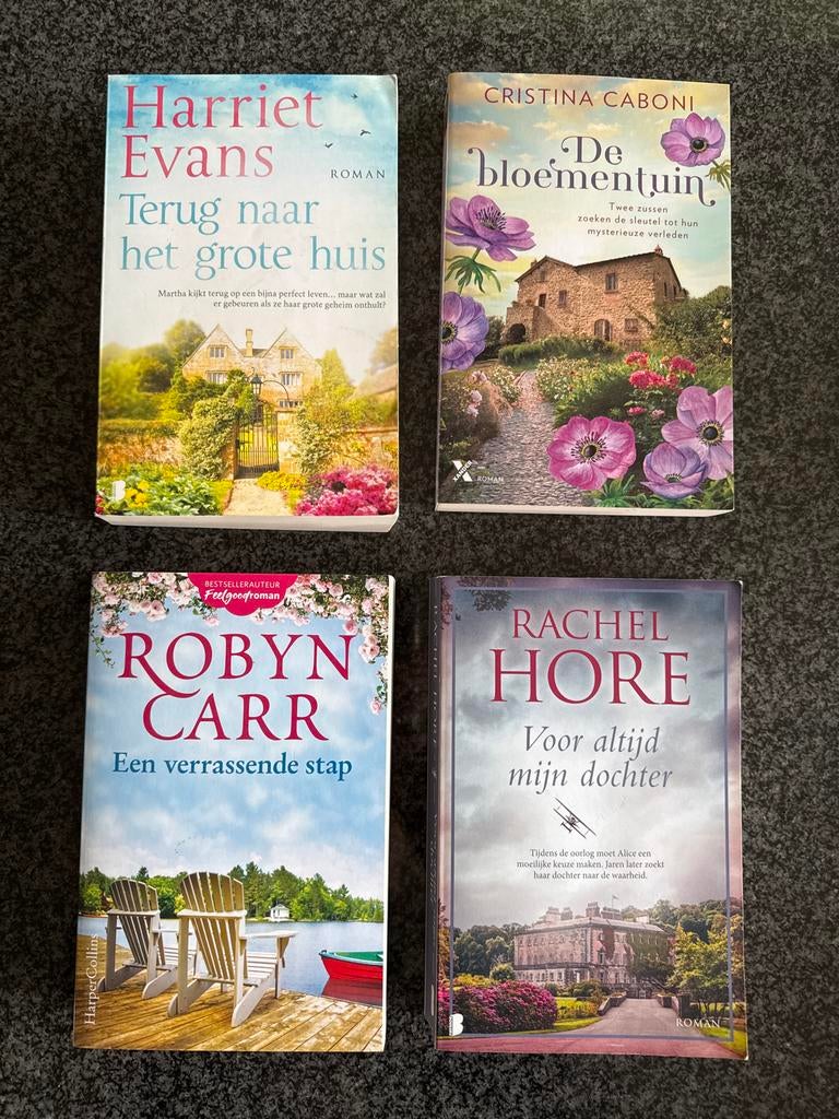 4 Romans: Harriet Evans, Cristina Caboni, Robyn Carr, Rachel, Boeken, Ophalen of Verzenden, Zo goed als nieuw, Nederland