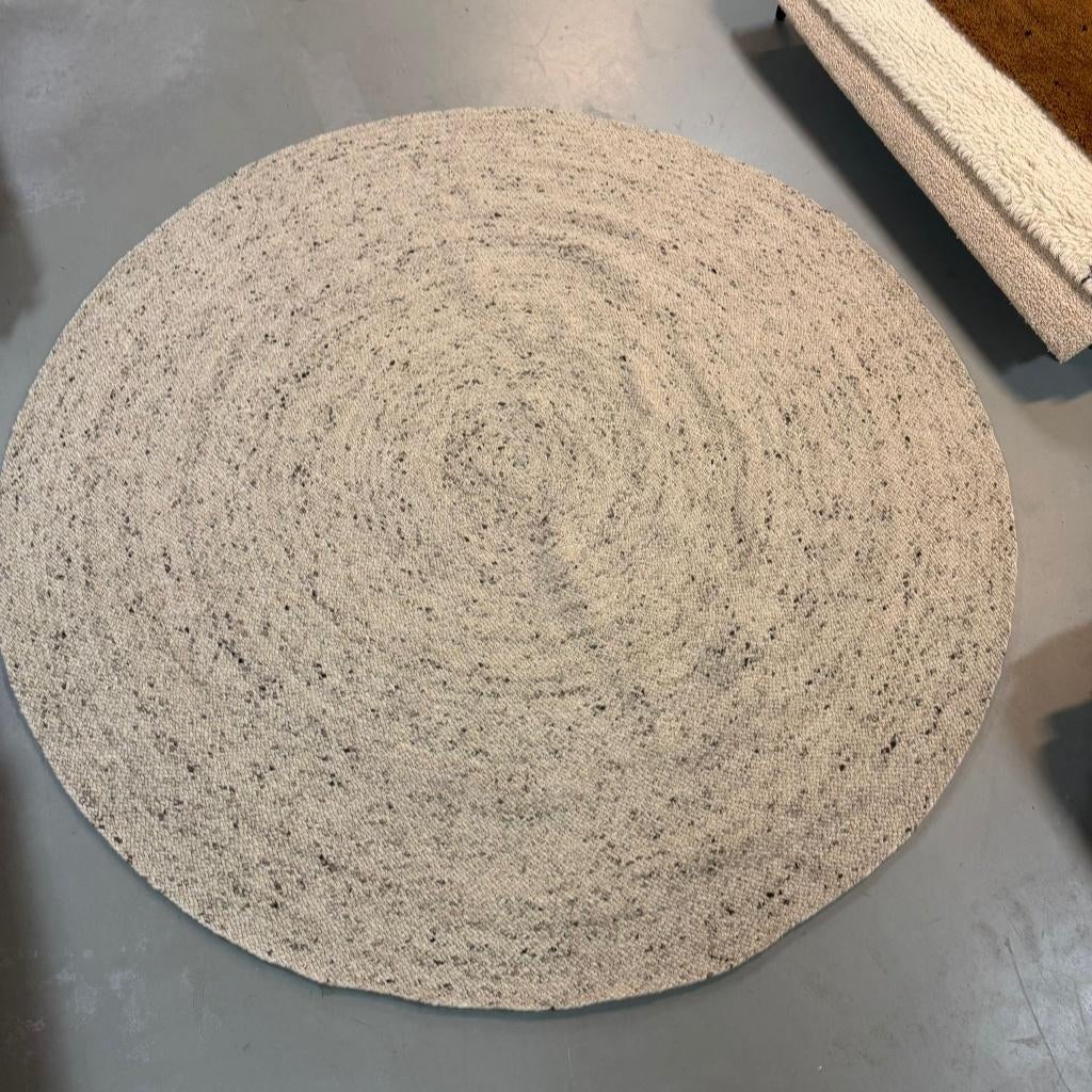 Handgeknoopt wollen vloerkleed 250 cm rond, Wit, Rond, Ophalen of Verzenden, Vloerkledenloods.nl