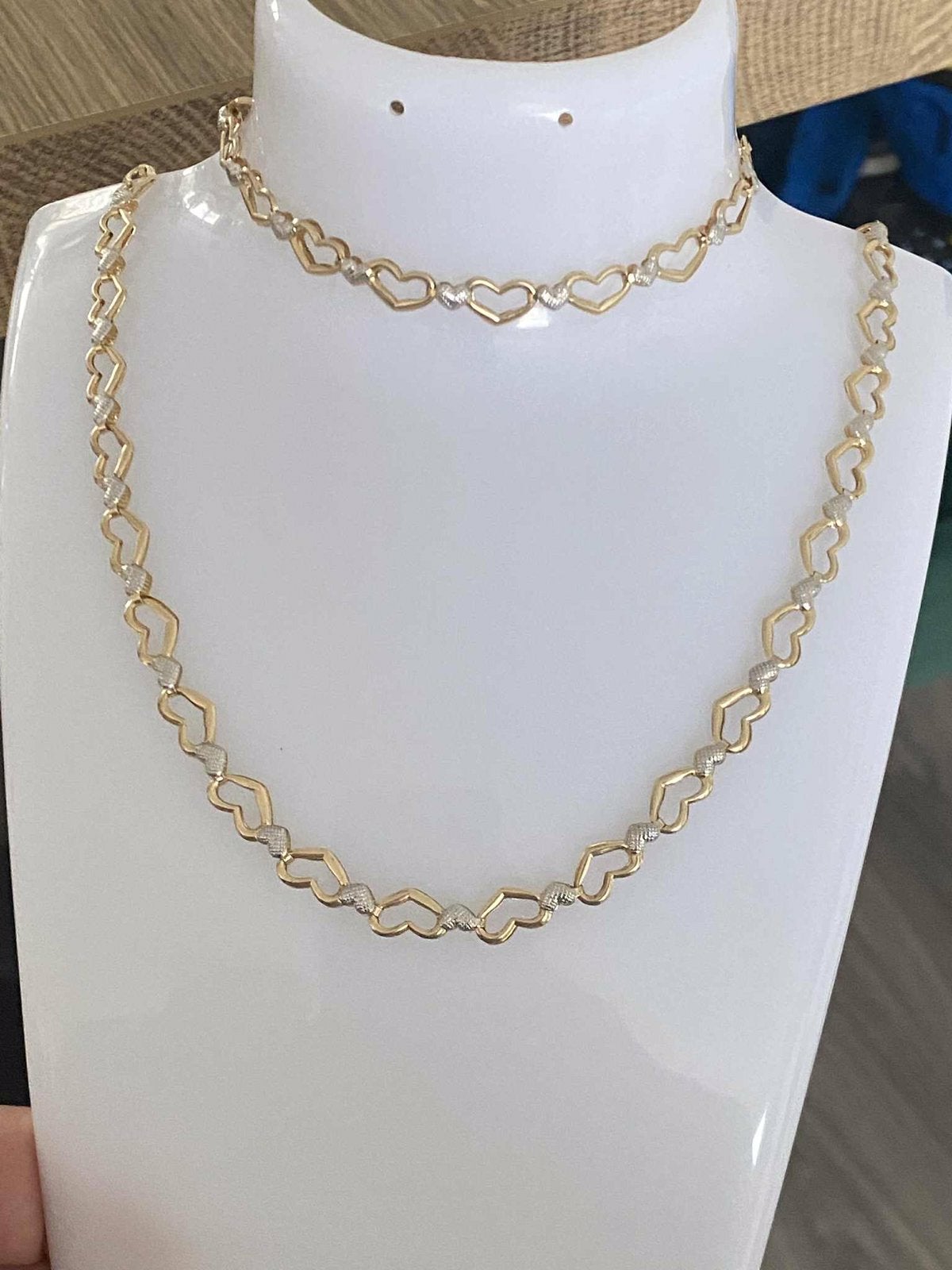14 karaat gouden gouden set:ketting met armband, Ophalen of Verzenden, Nieuw, Goud, Goud