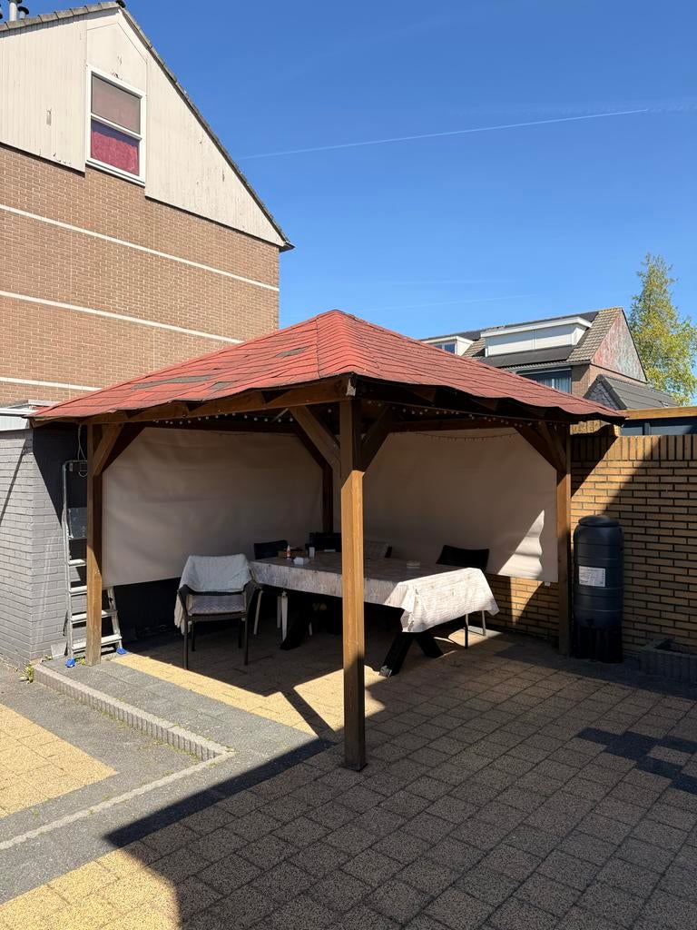 Prieel met puntdak 300cm x 300cm, Ophalen, Gebruikt, Veranda