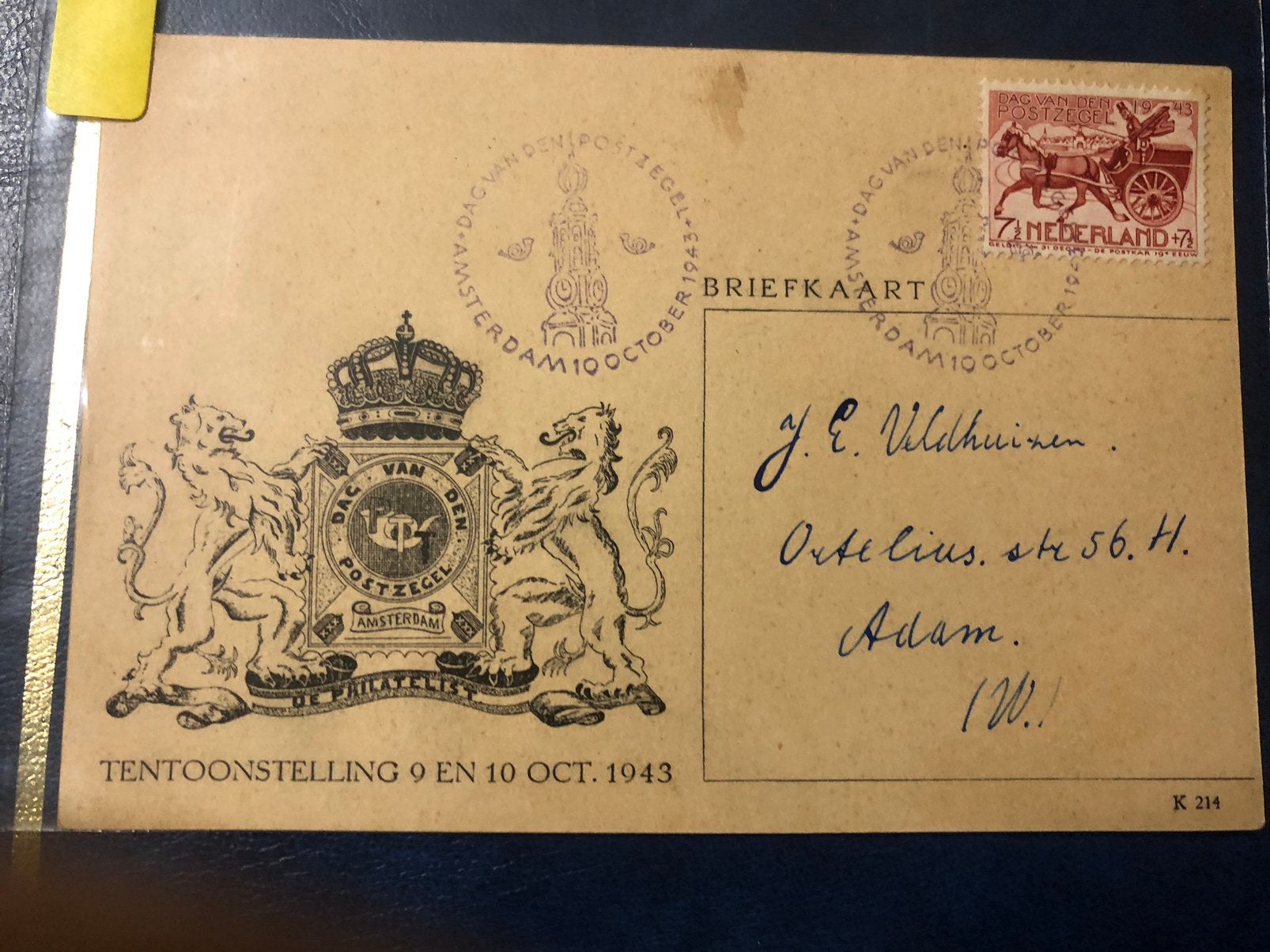 190 Ned. gelegenheidsst. 1943, Ophalen of Verzenden, Envelop