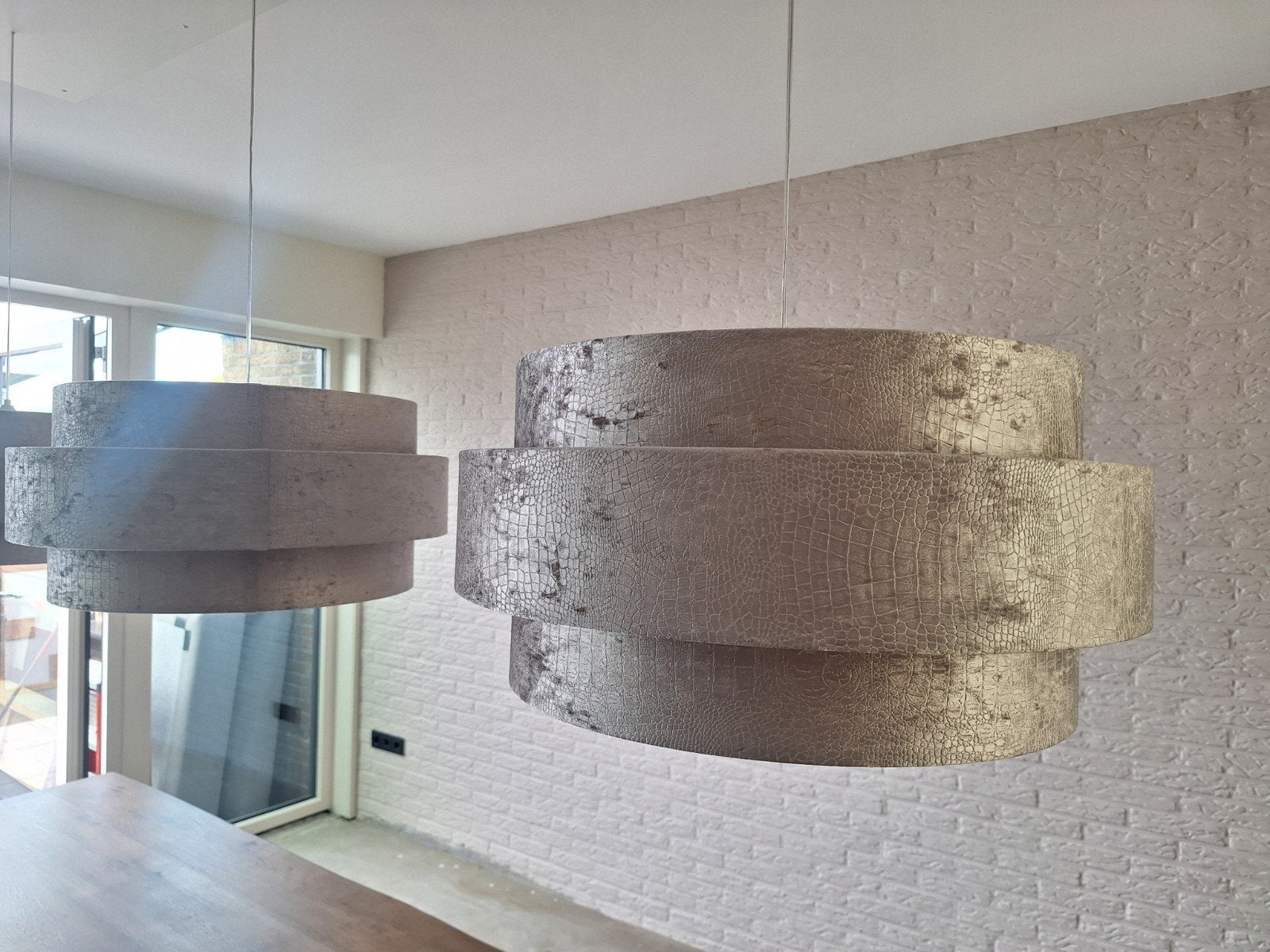 3x Trio Lampenkappen Champagne/Zilver Crocostof - Z.G.A.N., Ophalen of Verzenden