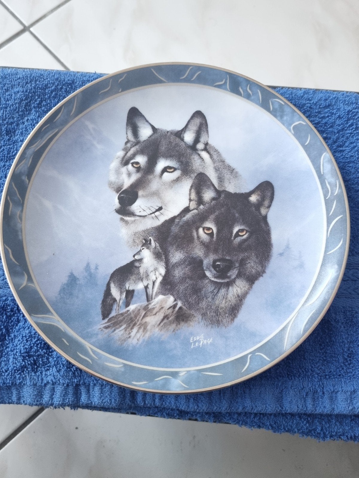 Bradford Exchange "Midnight Royalty" sierbord met wolven, Ophalen of Verzenden