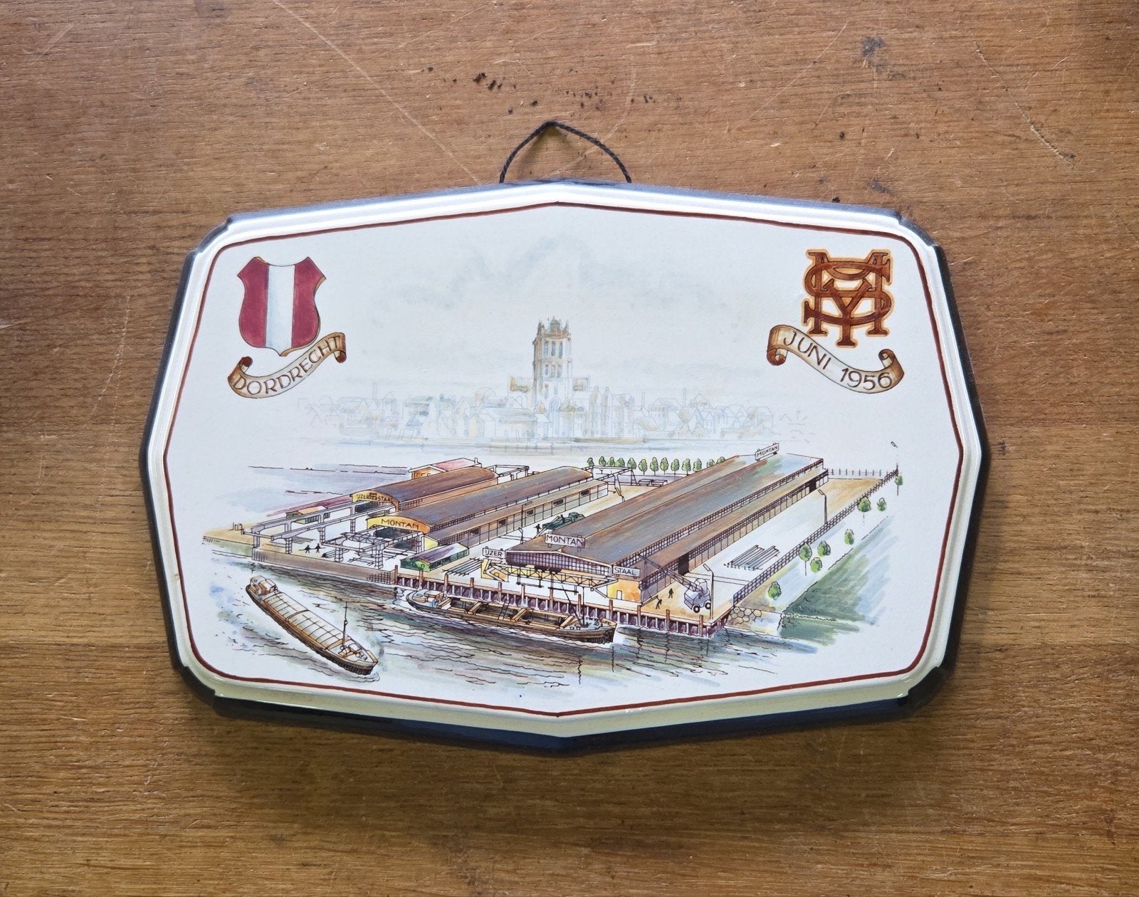 Keramieken plateau Montan Dordrecht 1956, Ophalen of Verzenden