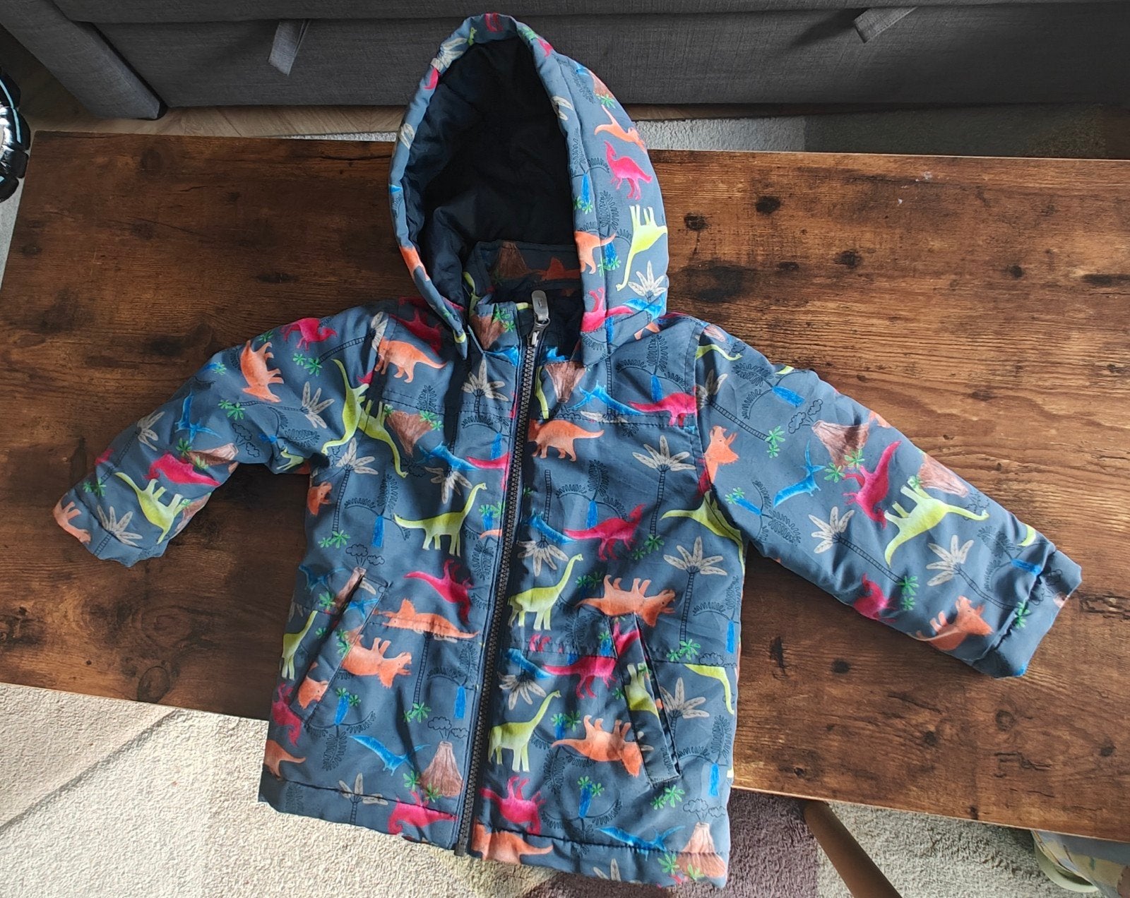 Dino winterjas maat 92 (1.5-2 jaar) - Zo goed als nieuw., Jongen of Meisje, Ophalen of Verzenden, Zo goed als nieuw, Basic Needs by Name It