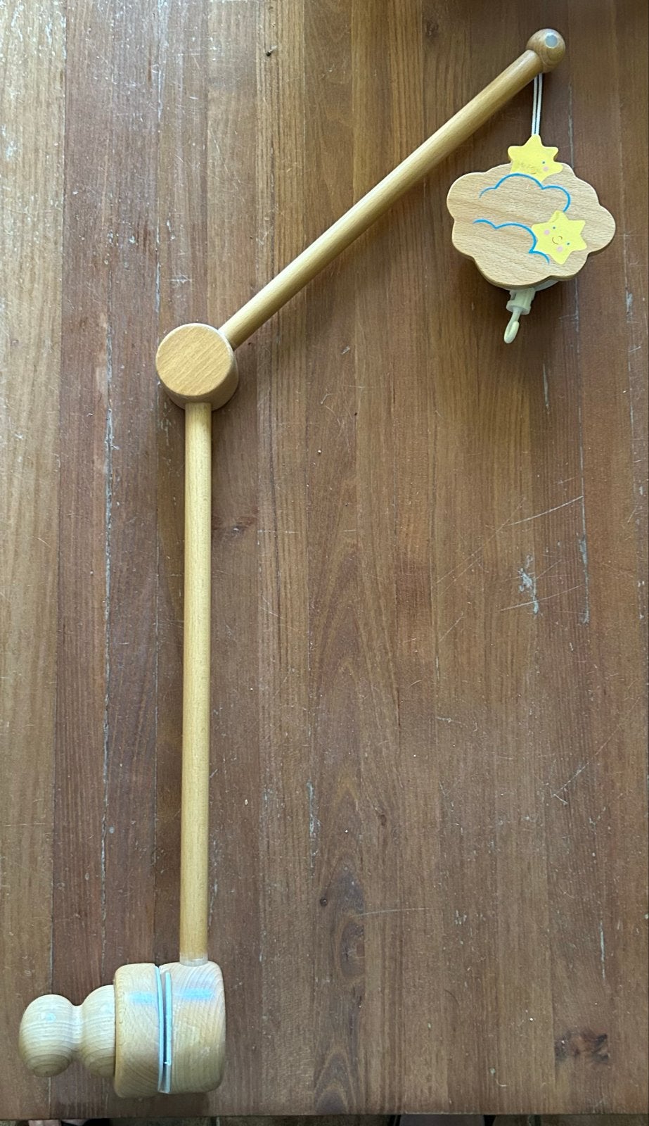 Houten houder voor boxmobiel met muziekdoosje, Verzenden, Gebruikt, Mobiel, Met geluid