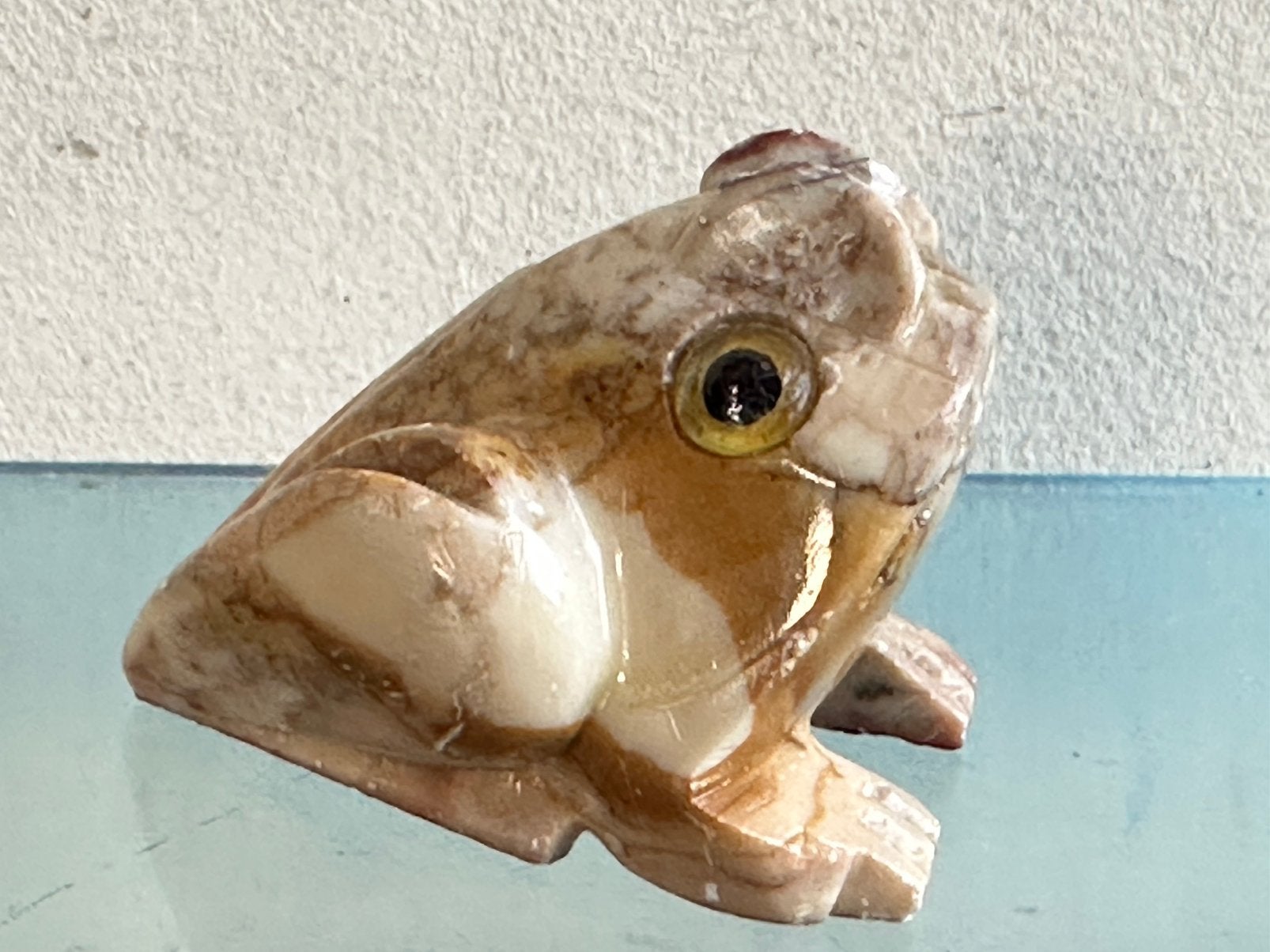 Vintage half edelsteen Kikker beeldje 5/4 cm H, Ophalen of Verzenden