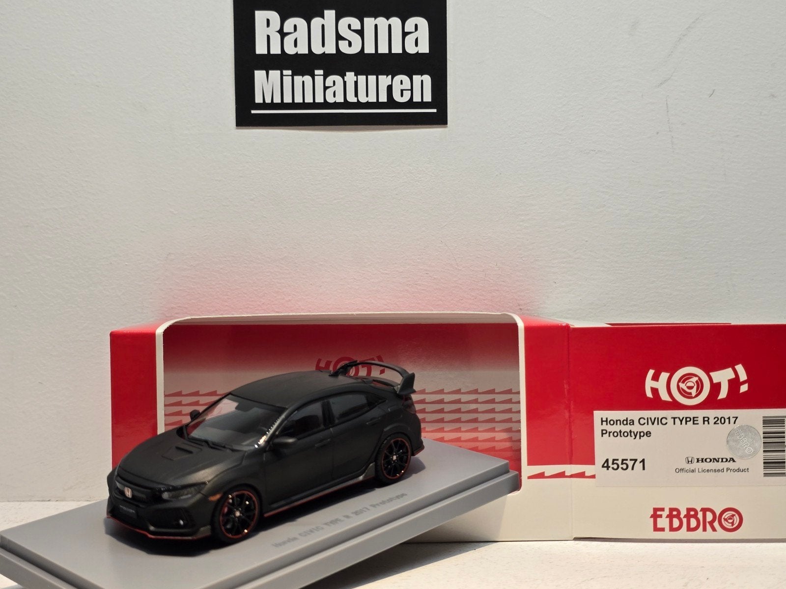 Honda civic TypeR FK8 Matzwart - 1:43 Ebbro Hot, Overige merken, Auto, Nieuw, Ophalen of Verzenden