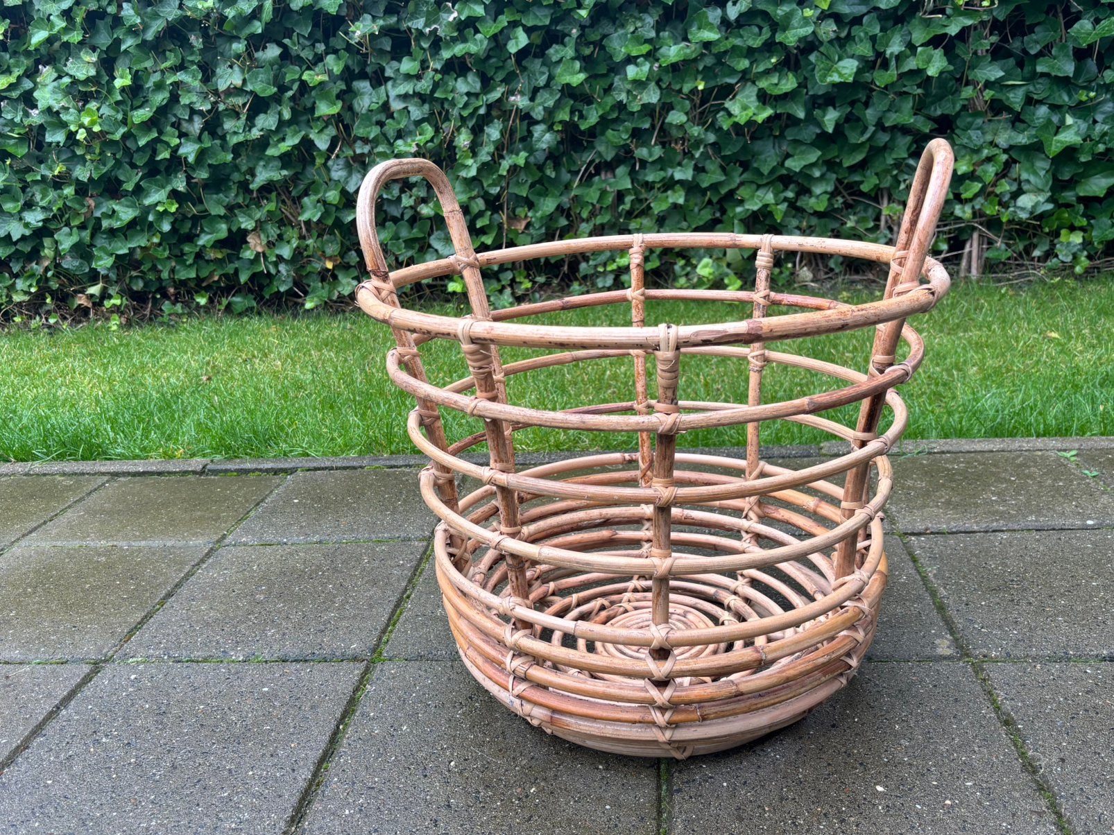 Rieten mand, Ophalen, Met handvatten, Mand, Rond