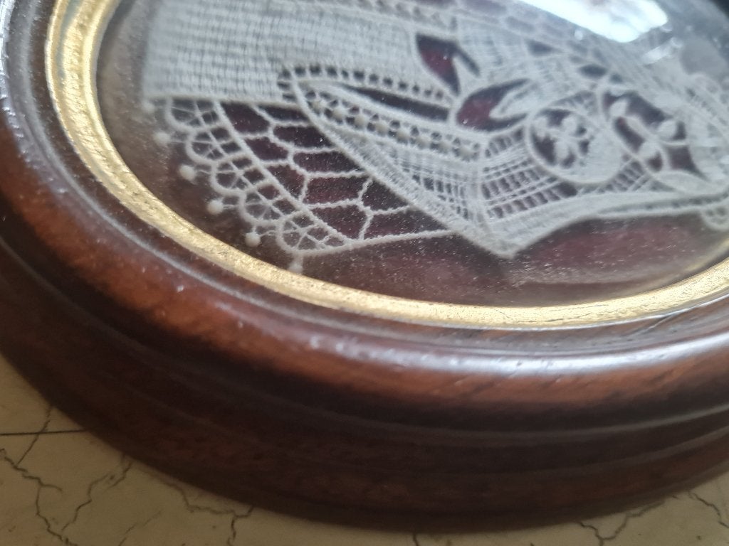 vintage houten lijstje met bol glas foto 1 t/m 3, Huis en Inrichting, Woonaccessoires | Lijsten, Gebruikt, 16 cm, 13 cm, Ophalen of Verzenden