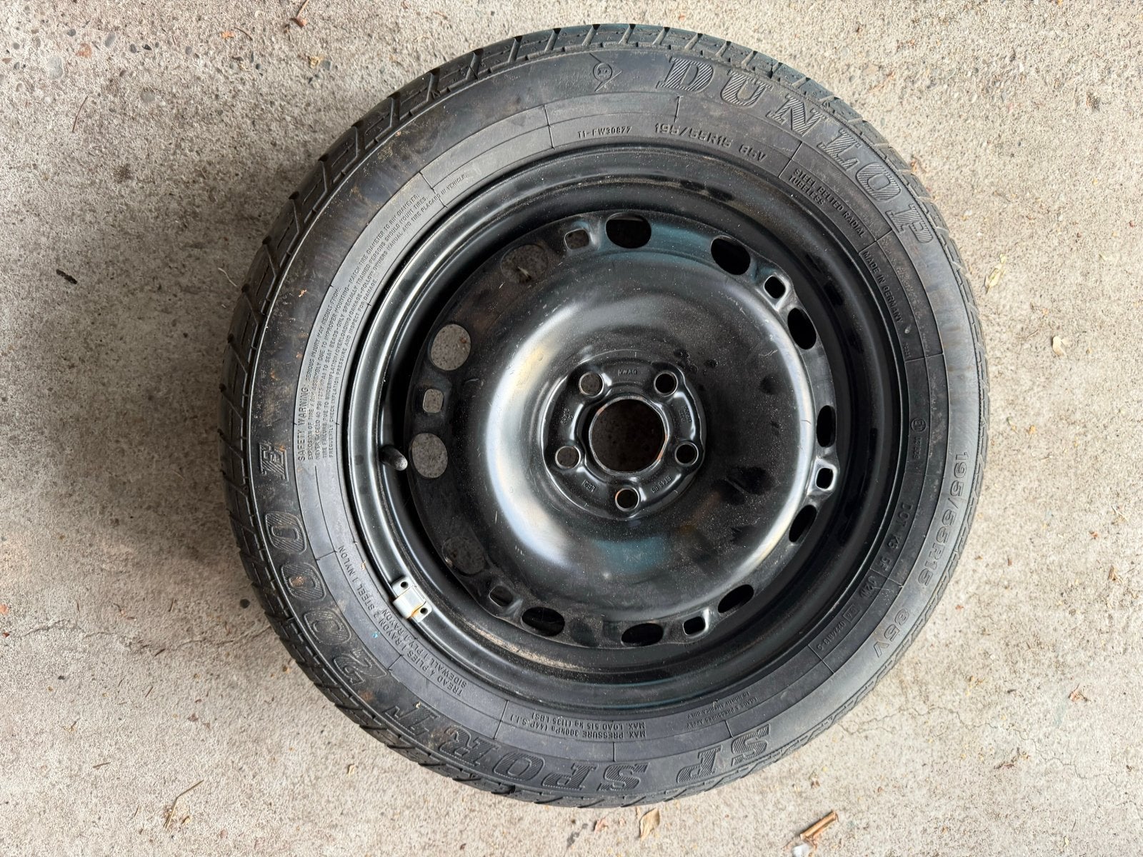 Ongebruikt wiel VW Polo – Dunlop 185/65 R15 – stalen velg, Auto-onderdelen, Ophalen of Verzenden, Gebruikt