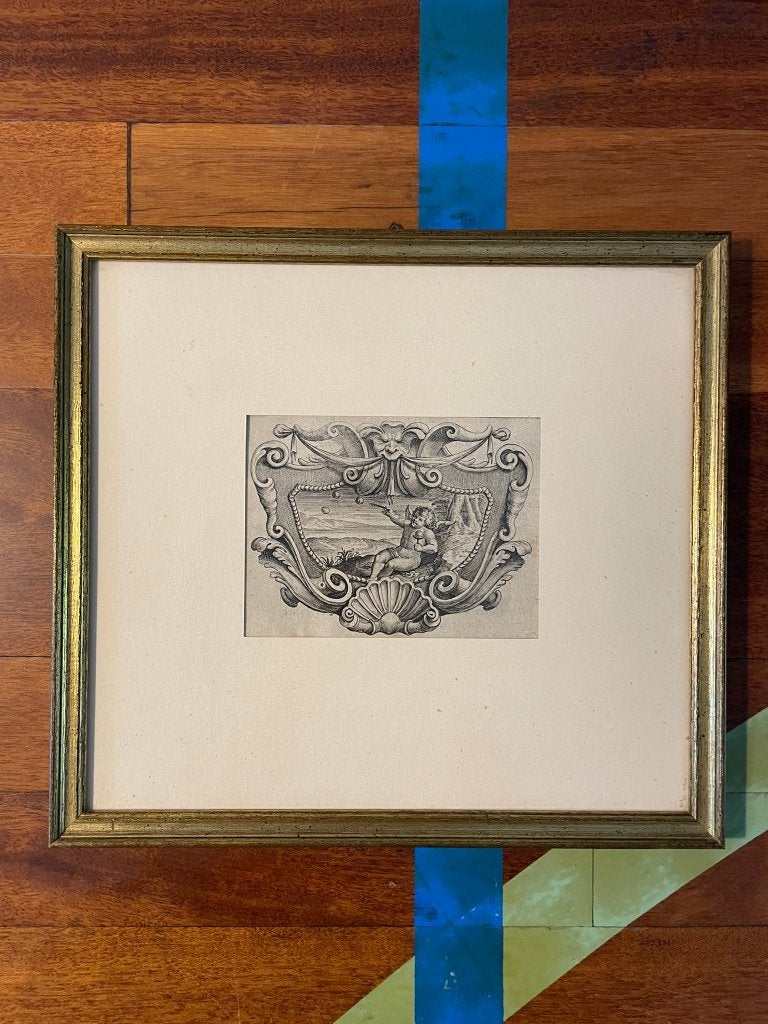 Antieke Kopergravure - incl lijst - rond 1640, Ingelijst, Gravure, 30 cm, 27 cm