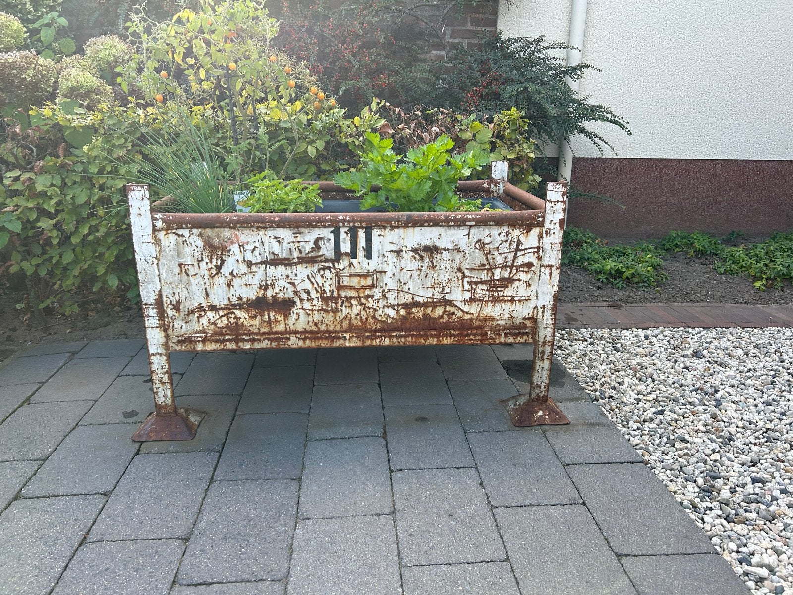 Unieke brocante metalen plantenbak, Tuin en Terras, Ophalen, Gebruikt, 100 cm of meer, Balkon