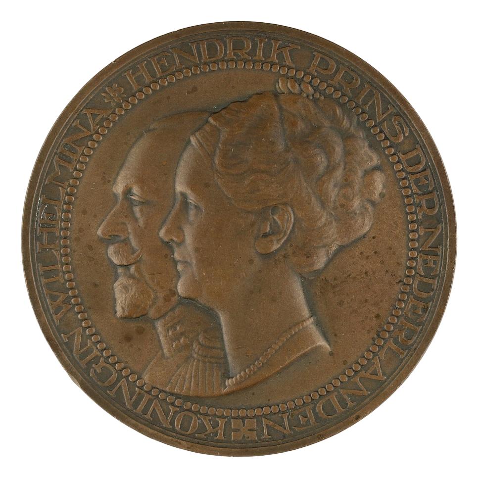 Chris van der Hoef BRONS PENNING WILHELMINA EN HENDRIK, Verzenden, Brons, Nederland