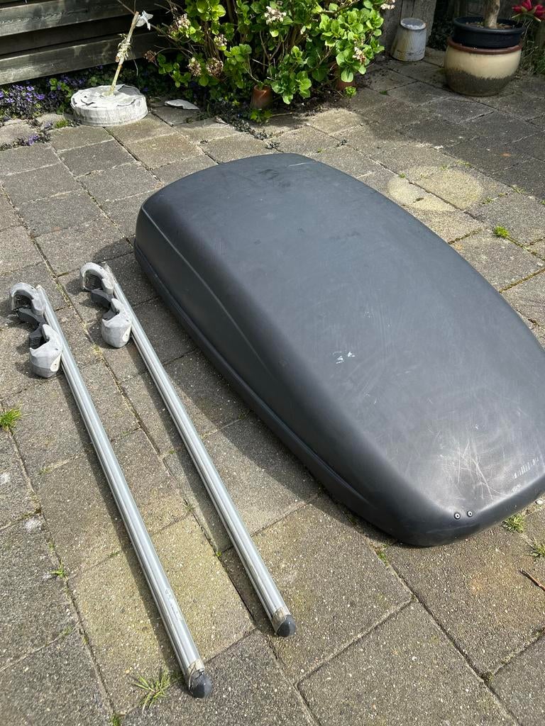 Dakkoffer met dakdragers voor Skoda Yeti, Auto diversen, Dakkoffers, Ophalen, Gebruikt