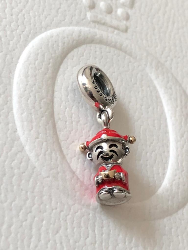 ZELDZAAM Pandora bedel Chinees God van Geluk met 14k goud, Ophalen, Zo goed als nieuw, Zilver, Pandora