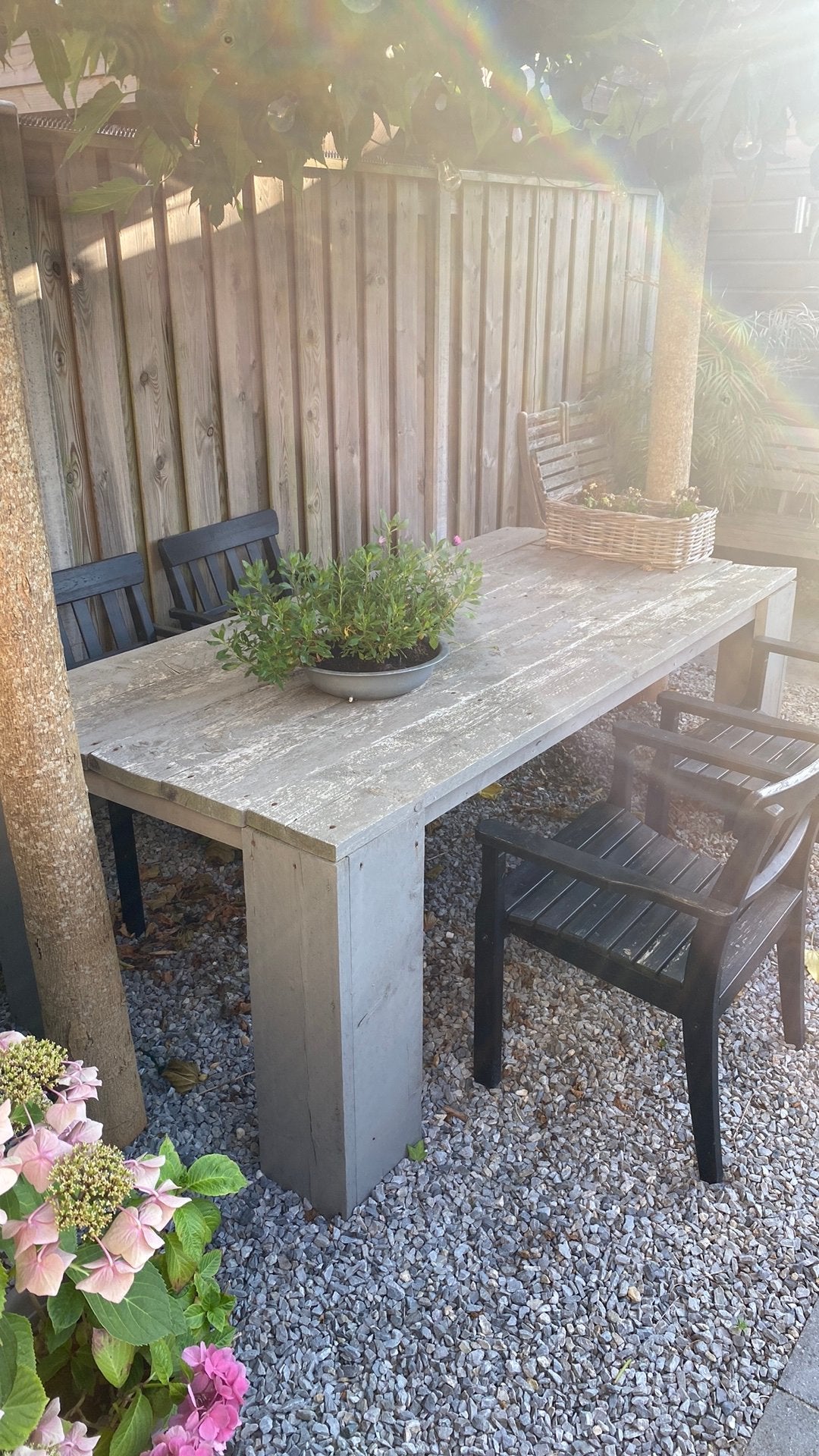 Tuintafel hout, Tuin en Terras, Ophalen, Gebruikt, Rechthoekig, Hout