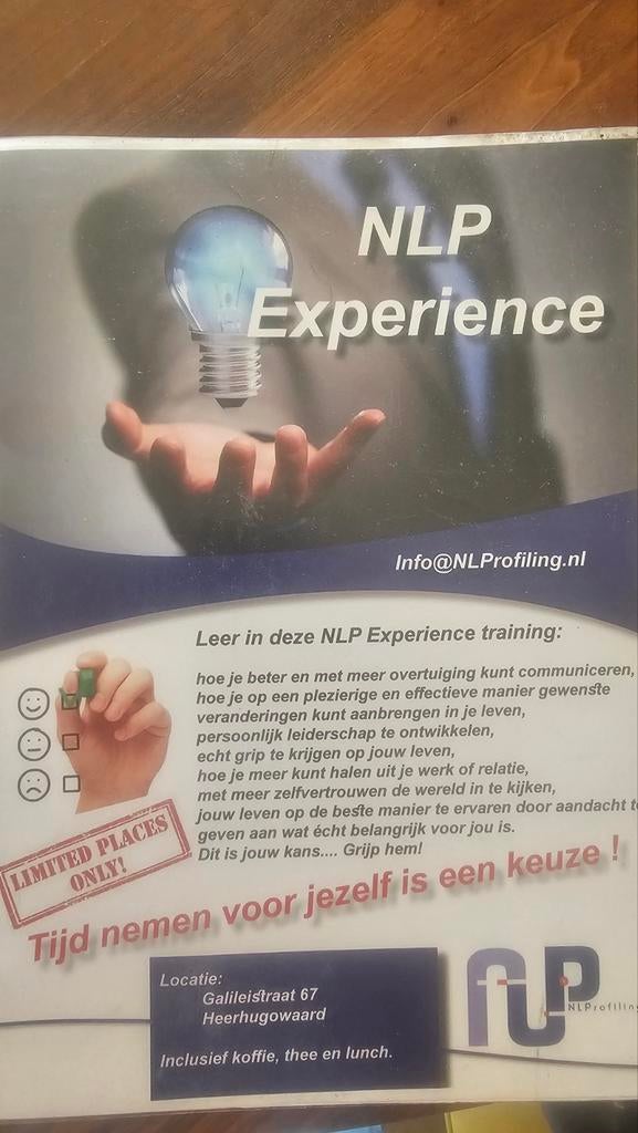 NLP Experience Cursusboek, Ophalen of Verzenden