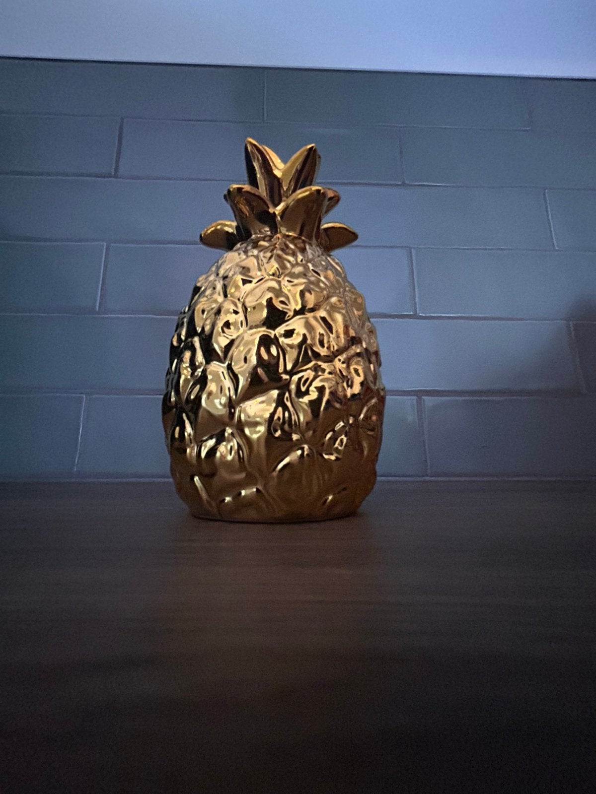 Gouden Ananas Decoratiebeeldje, Huis en Inrichting, Ophalen of Verzenden, Zo goed als nieuw, Steen/keramiek, Goud