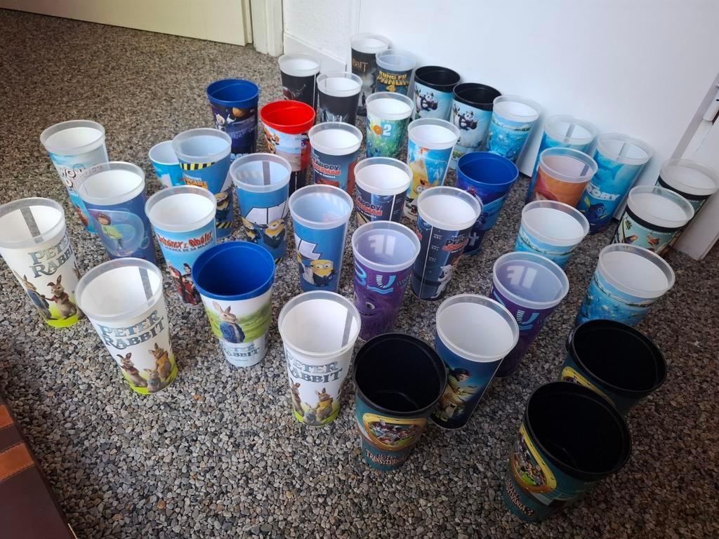 39 Bioscoop drinkbekers - diverse films, nette staat, Ophalen of Verzenden, Gebruikt