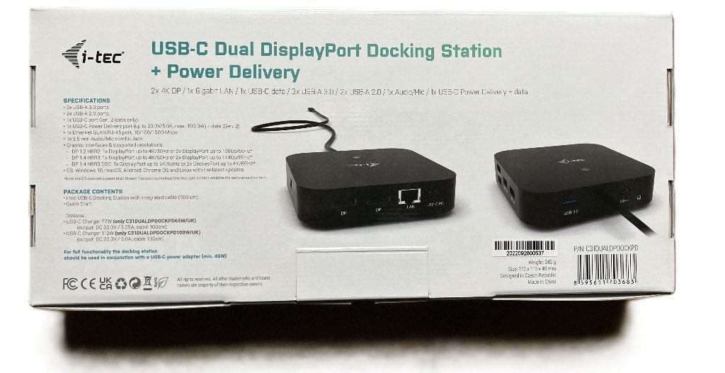 i-tec USB-C Dual DisplayPort Docking Station, Ophalen, Docking station, Laptop, Zo goed als nieuw