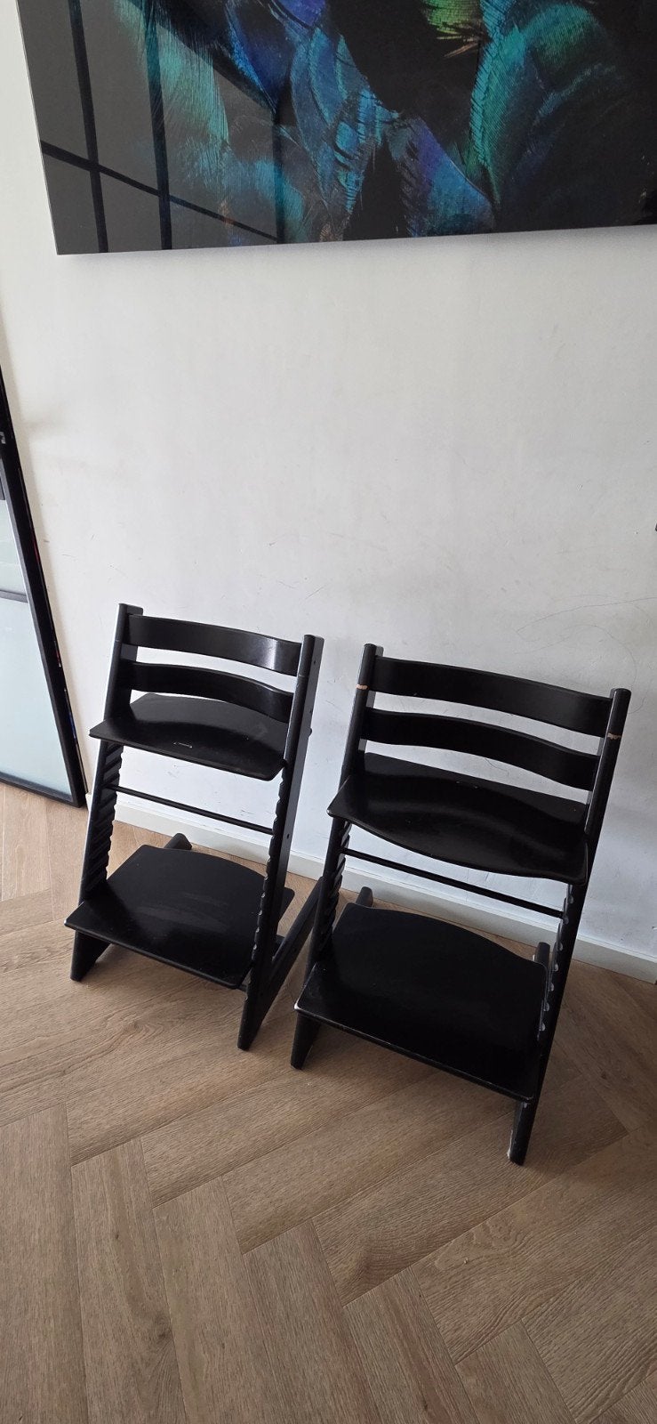 2x Stokke Tripp Trapp kinderstoel zwart, Ophalen, Gebruikt, Meegroeistoel