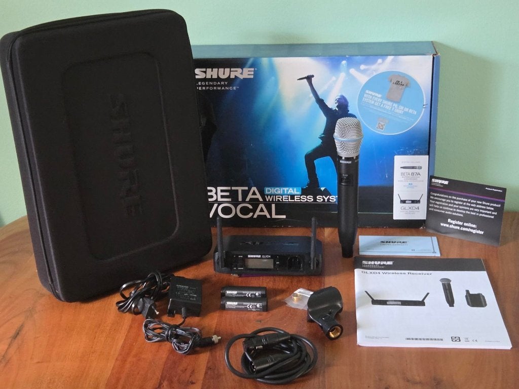 Shure Beta 87A + GLXD4 wireless zang microfoon doos 2x accu, Ophalen of Verzenden, Zo goed als nieuw, Zangmicrofoon, Draadloos