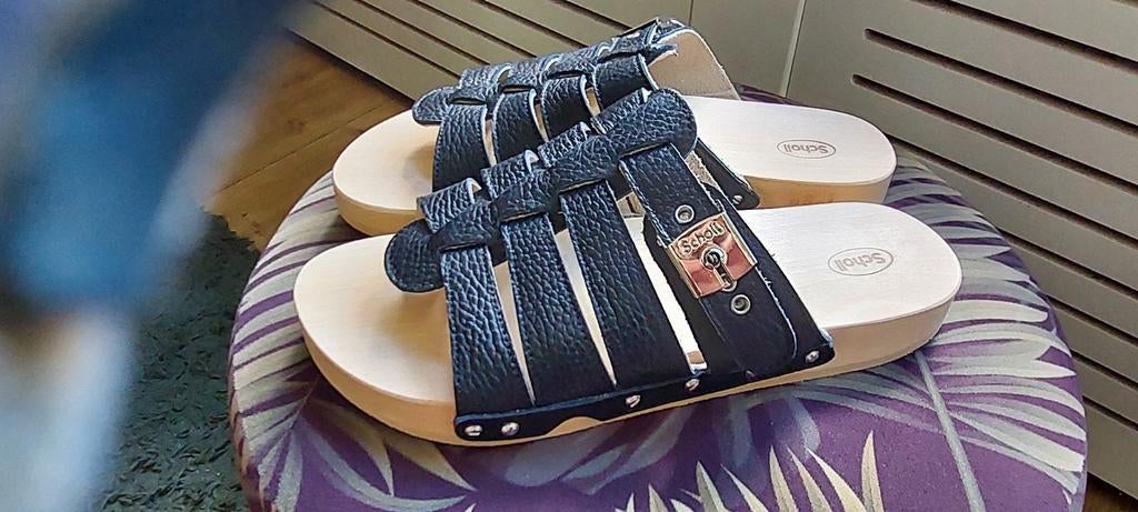 Nieuwe leren Scholl Slippers / Muiltjes Zwart - Maat 40, Kleding | Dames, Schoenen, Slippers, Scholl, Zwart, Nieuw