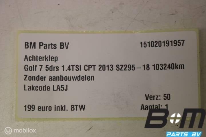Achterklep VW Golf 7 3- of 5drs LA5J 5G6827025AA, Auto-onderdelen, Gebruikt