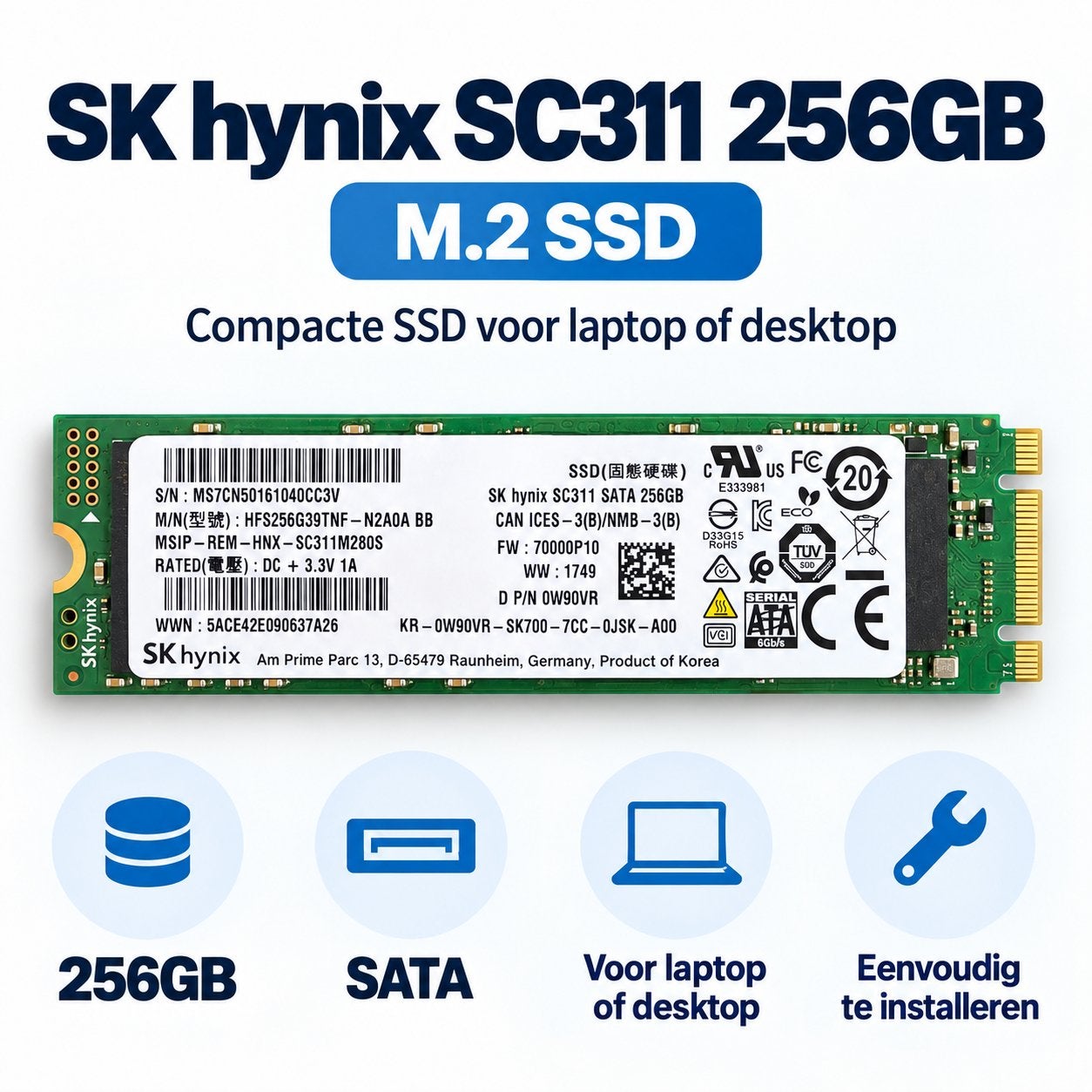 SK hynix SC311 256GB M.2 SATA SSD 2280, Intern, Gebruikt, 256 GB, Ophalen of Verzenden
