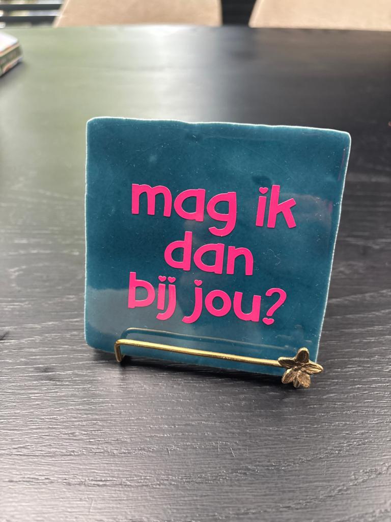 StoryTiles tegel 'Mag ik dan bij jou?' met standaard, Huis en Inrichting, Woonaccessoires | Overige, Ophalen of Verzenden, Zo goed als nieuw