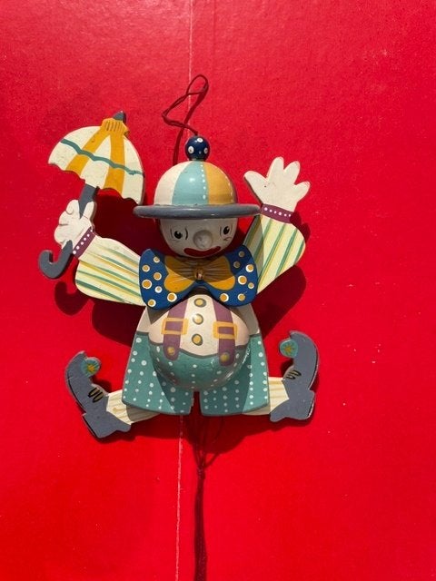 Trekpop clown met paraplu, Ophalen of Verzenden, Gebruikt